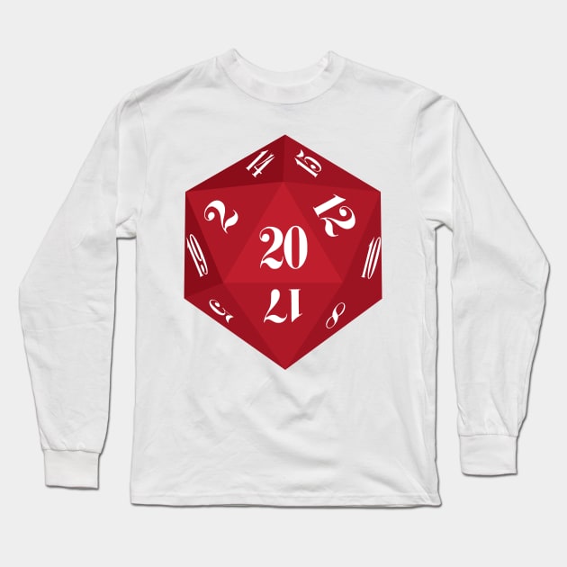 Red 20-Sided Dice Design Long Sleeve T-Shirt by GorsskyVlogs